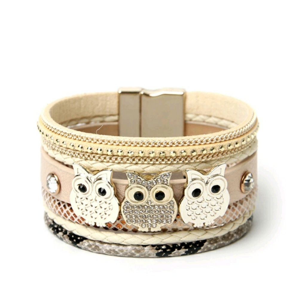 Owl Pattern Magnetic Buckle Bracelet